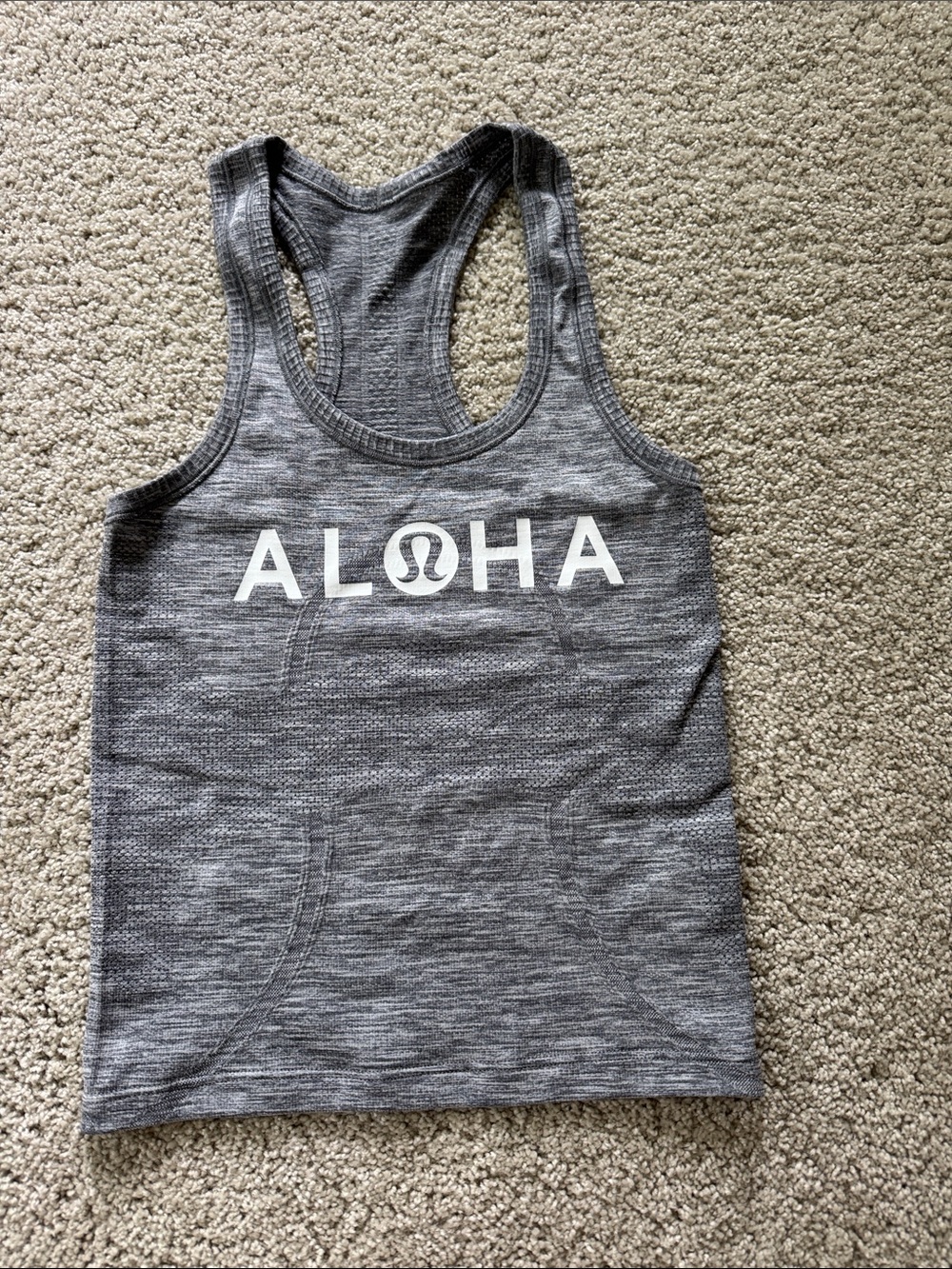 LULULEMON Grey ALOHA Swiftly Tank Cropped Top 2/XXS
